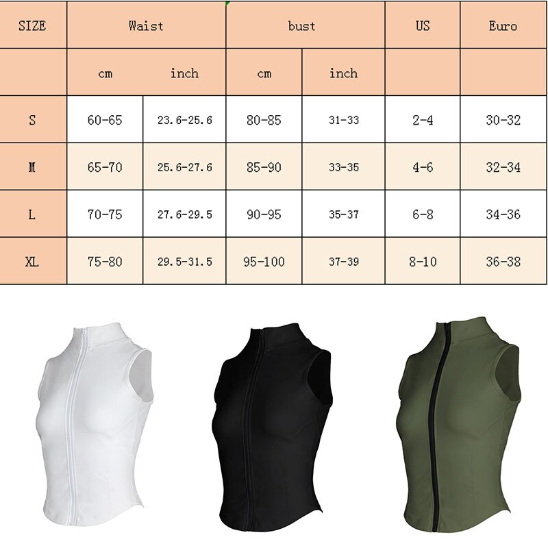 Athletic Zip Up Sweat Sleeveless Running Yoga Vest With High Neck Top As Sport Fitness Women Outfit