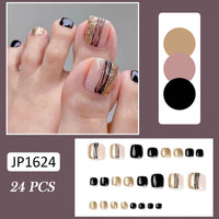 24pcs French Toe Nails With Removable Short Press On Nails