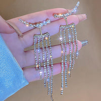 Exquisite Temperament Tassel Long Trendy Rhinestone Earrings