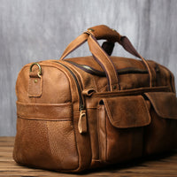 Men's Large Retro Cowhide Leather Duffle Luggage Bag