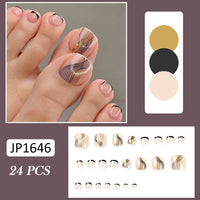 24pcs French Toe Nails With Removable Short Press On Nails