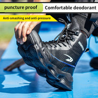 2023 New Safety Men High Top Work Boots, Steel Toe Cap Anti-Smash Puncture-Proof Indestructible Shoes