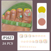 24pcs French Toe Nails With Removable Short Press On Nails