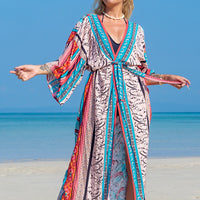 Printed Swimsuit Cover Up Kimono for Sea Boho Luxury Beach Outings or Holiday Bathing Suits