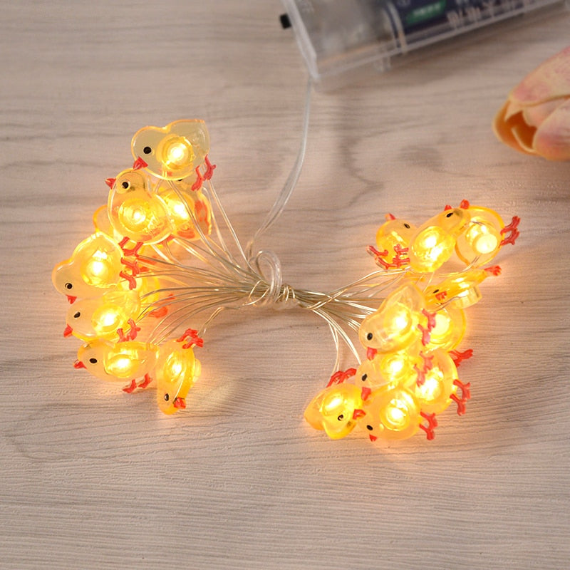 2/1 meter Easter String Lights for Home Decor 20 LED Glowing Easter Bunny Egg Carrot Fairy Light Ornament Decorations