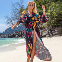 Printed Swimsuit Cover Up Kimono for Sea Boho Luxury Beach Outings or Holiday Bathing Suits