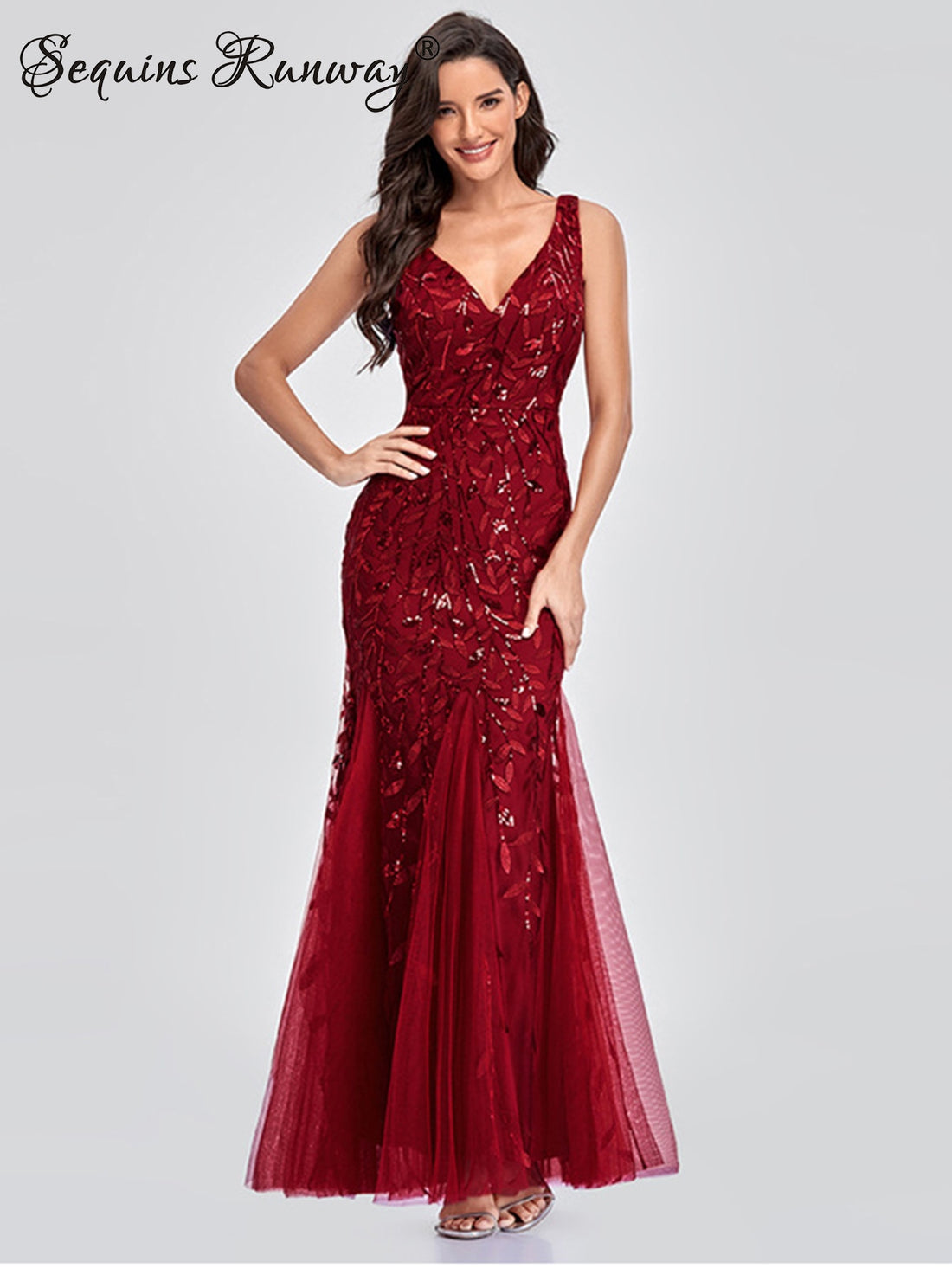 Sexy Vintage Maxi Sequin Cocktail Long Party Dress For Evening Parties