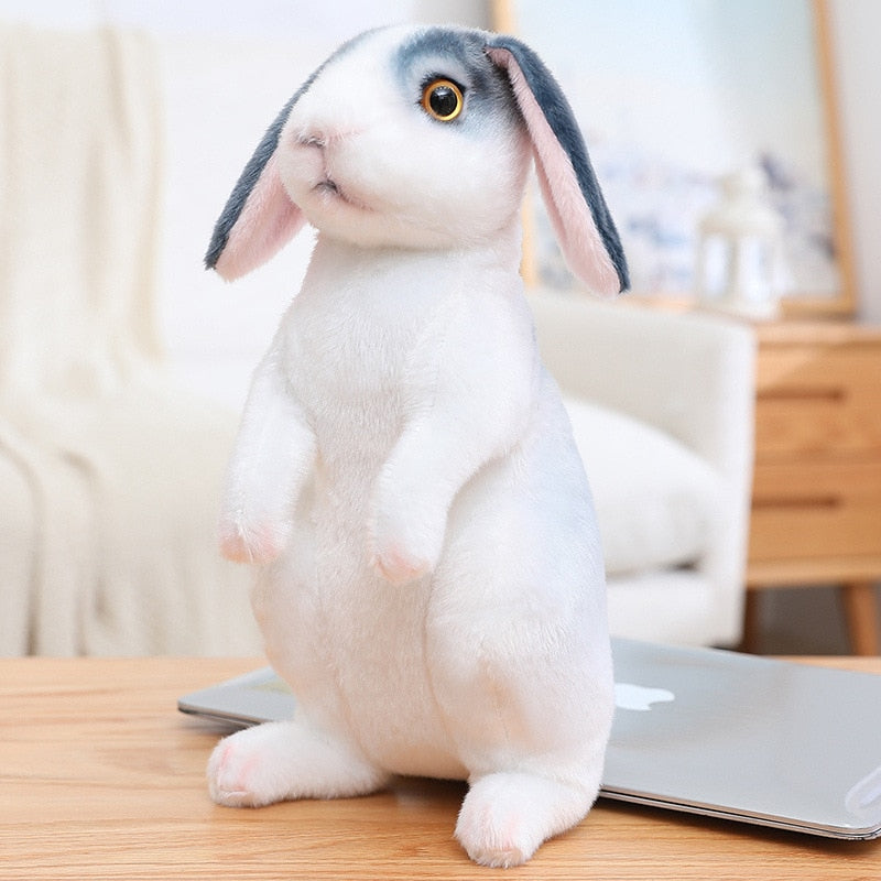 Easter Day Decoration Cute White Grey Standing Bunny Simulated Rabbit Doll Gifts For Kids Happy 2023 Spring Easter Party Favors