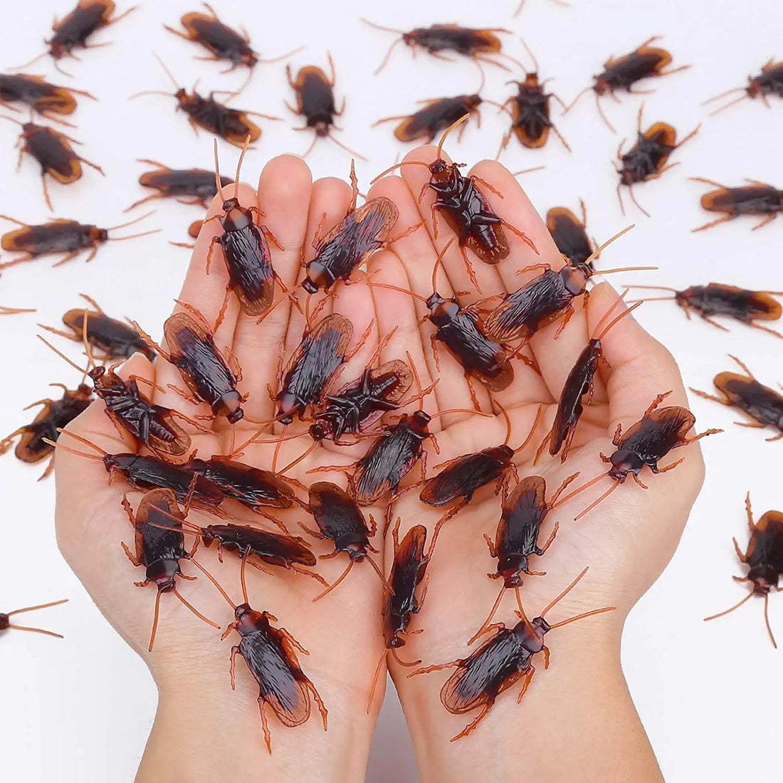 12pcs Artificial Lifelike Cockroach Halloween Trick Spoof Props