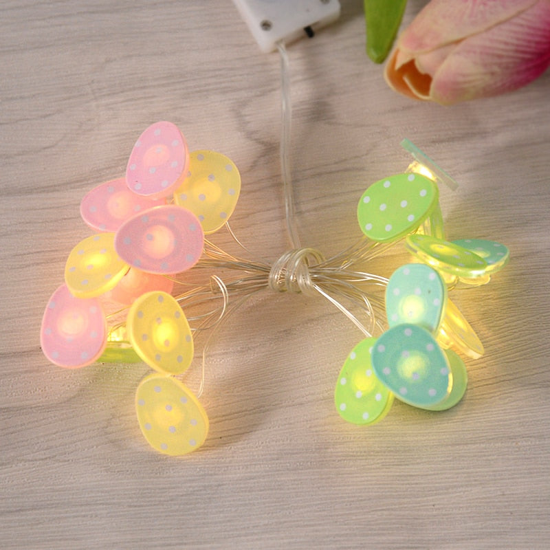 2/1 meter Easter String Lights for Home Decor 20 LED Glowing Easter Bunny Egg Carrot Fairy Light Ornament Decorations