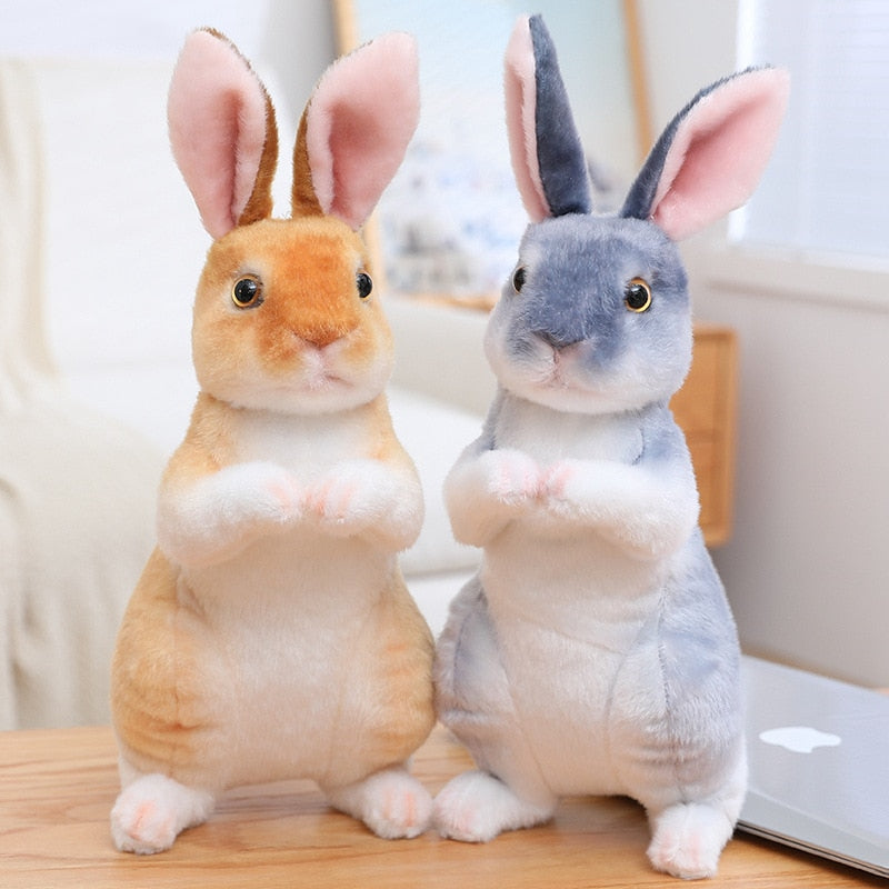 Easter Day Decoration Cute White Grey Standing Bunny Simulated Rabbit Doll Gifts For Kids Happy 2023 Spring Easter Party Favors