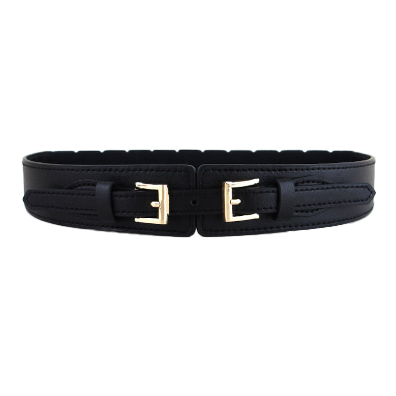 Luxury ladies wide belt elastic vintage buckle leather wide fashion wild pin buckle women's belt