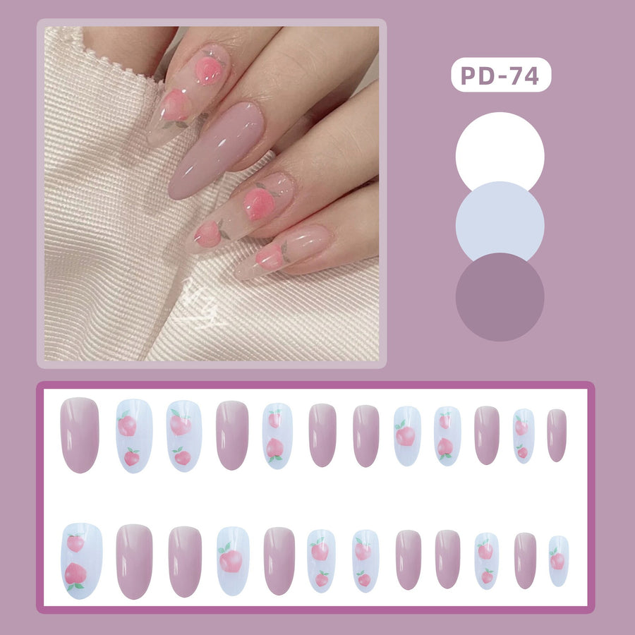 Ballerina Pink Color Press On Nails Design With Heart Pattern