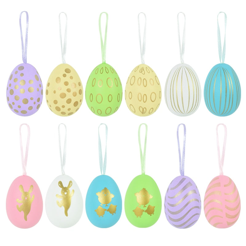 12pcs Colorful Foam Easter Eggs For Easter Party Decorations