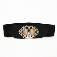 Luxury ladies wide belt elastic vintage buckle leather wide fashion wild pin buckle women's belt