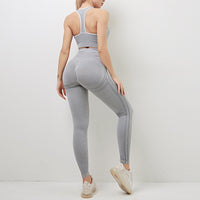 Seamless Yoga Sports Fitness Set With High Waist Pants And Long-Sleeve Backless Suits For Gym Workout Clothes