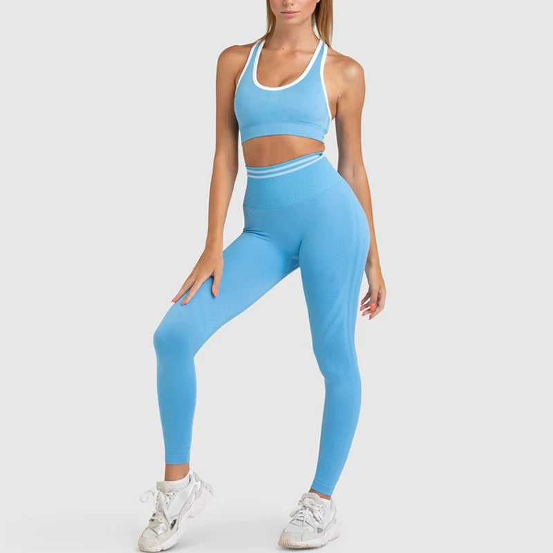 Seamless Yoga Sports Fitness Set With High Waist Pants And Long-Sleeve Backless Suits For Gym Workout Clothes