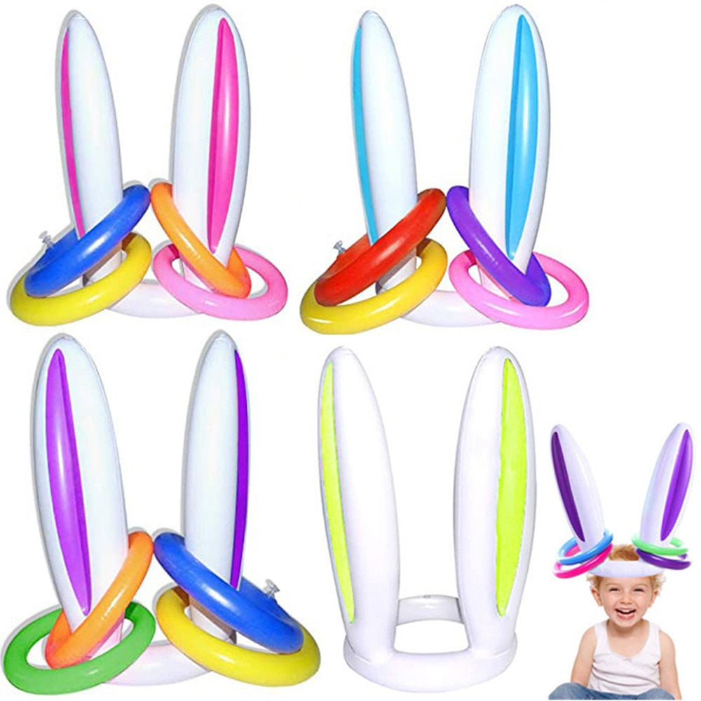 Easter Game Inflatable Easter Rabbit Ears And Hat Ring Toss for Kids Birthday or Easter Party