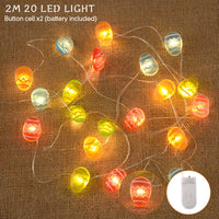 2/1 meter Easter String Lights for Home Decor 20 LED Glowing Easter Bunny Egg Carrot Fairy Light Ornament Decorations