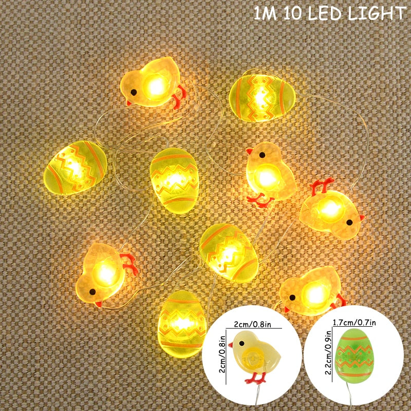 2/1 meter Easter String Lights for Home Decor 20 LED Glowing Easter Bunny Egg Carrot Fairy Light Ornament Decorations