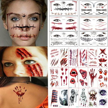 Halloween Bloody Wound Scar Tattoo Face and Body Stickers