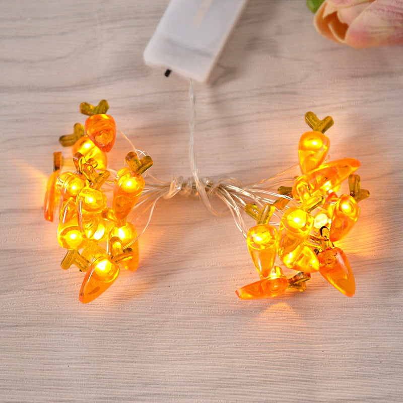 2/1 meter Easter String Lights for Home Decor 20 LED Glowing Easter Bunny Egg Carrot Fairy Light Ornament Decorations